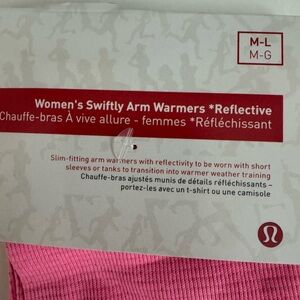 Lululemon Swiftly Pink Reflective Arm Warmers HNEP M/L